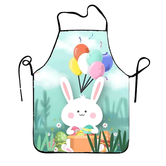 TELOLY 2026 New Easter Cartoon Rabbit Eggs Polyester Fine Grain Sleeveless Apron Home Smock Multi Function Apron for Cooking, Baking, Crafting, Painting, Gardening