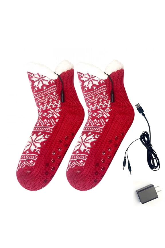 2026 New Electric Heated Fleece Socks Slippers for Men and Women,Winter Usb Heating Pad Knitted Socks,Heating Floor Sock Foot Heater Anti-Slip Thermal Home Indoor Slippers Footwear Foot Warmer