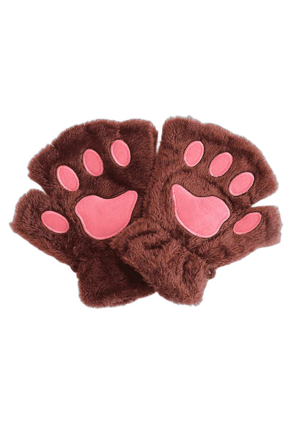 2026 New Fingerless Gloves Wrist Guard Furry Paws Unique Shape Winter Gloves Men Comfortable Brown for Outdoor Activities, Winter Sports, Casual Wear, Holiday Gifts, Chilly Weather Protection
