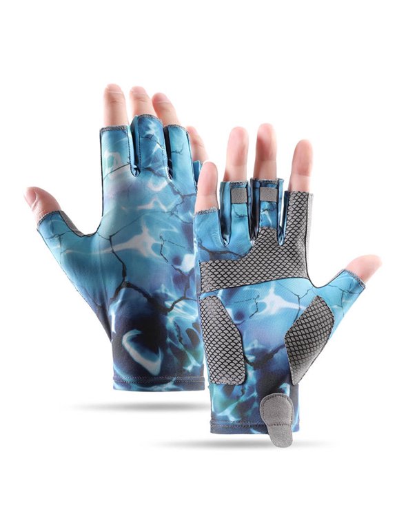 2026 New Fishing Gloves Breathable Fabric Ice Fishing Gloves Sun Protection Fishing Gloves Men Blue for Fishing Trips Outdoor Activities Summer Fishing Sun Exposure Protection