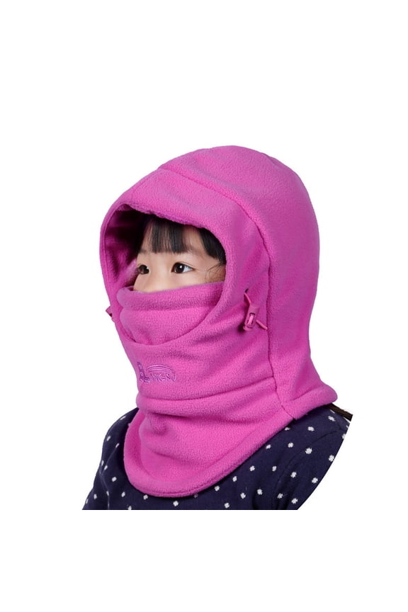 2026 New Fleece Beanie Efficient Insulation Kids Ski Mask Machine Washable Or Hand Washable Ski Mask for Kids for Skiing Snowboarding Winter Outdoor Rose Red
