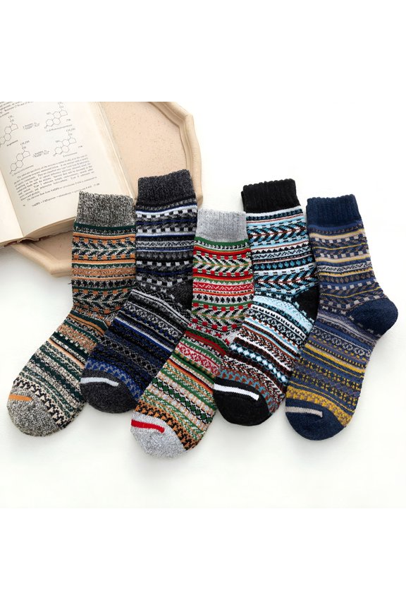 2026 New Fuzzy Socks for Women, Vintage Warm Soft Knit Wool 5 Pairs Winter Cold Crew Socks for Home, Sleep, Lounge, Casual, Travel