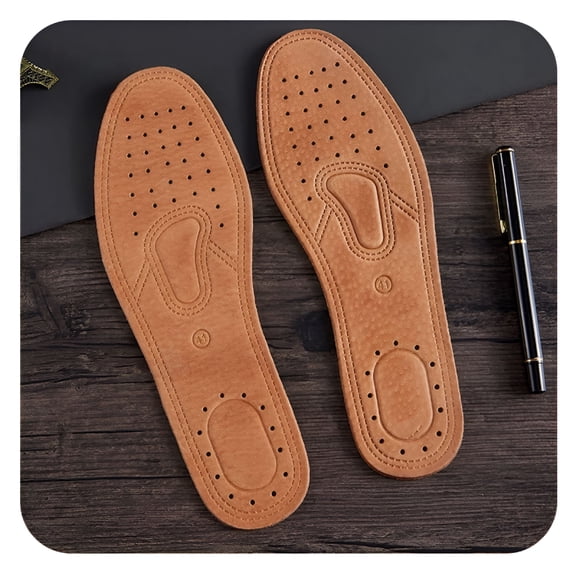 TELOLY 2026 New Genuine Leather Insole for Shoes Men Women Comfortable Deodorant Casual Leather Orthopedic Feet Quality Cowhide Flats Shoe Sole Brown Eu41