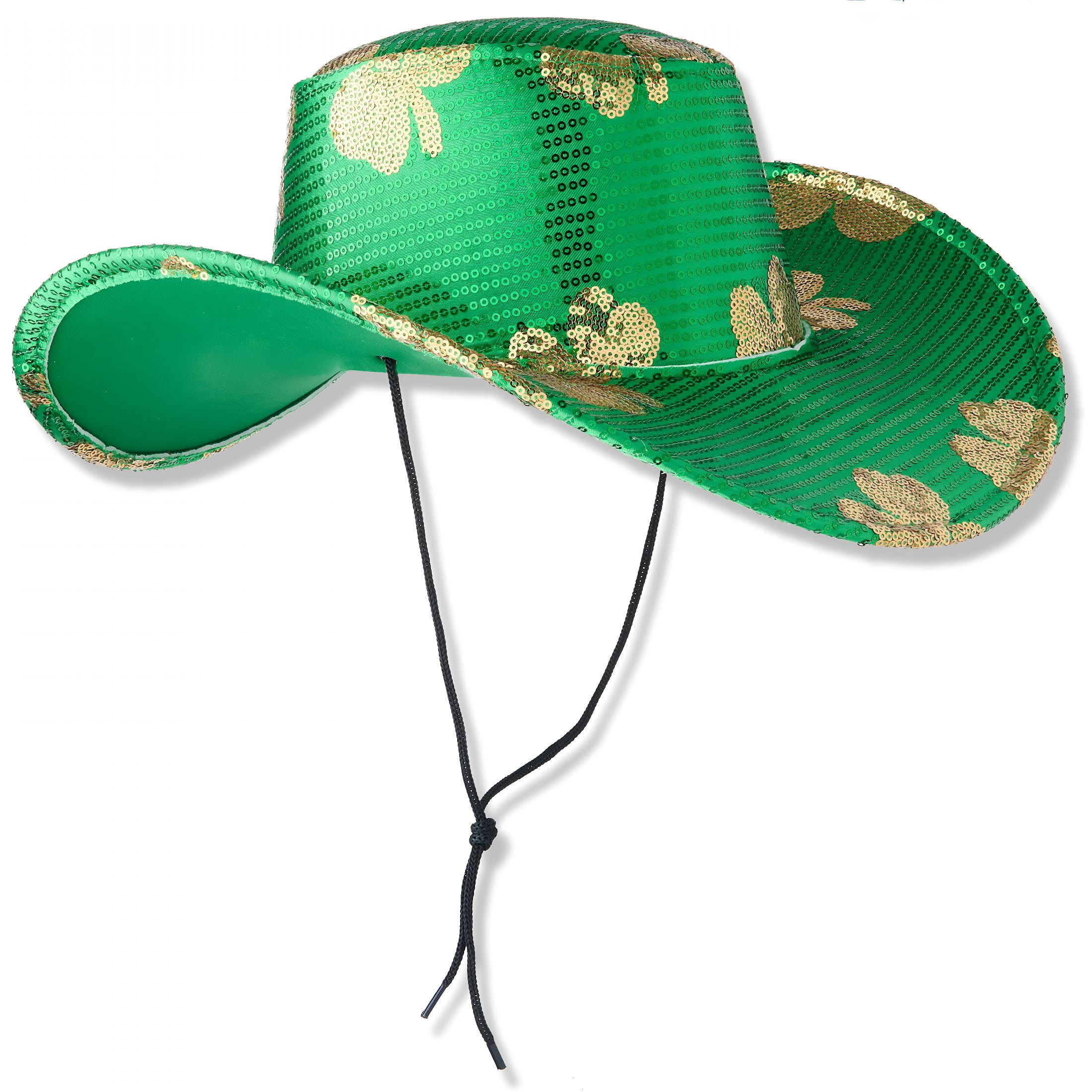 TELOLY 2026 New Green and Gold Sequin Cowboy Hat,St. Patrick'S Day Hat for Party,Parade,Festival,Costume,Celebration