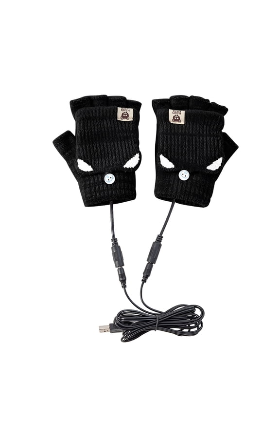 2026 New Heated Gloves for Arthritis Hands Smart Usb Rechargeable Winter Cold Protection Warmth Half Finger Clamshell Knitting Heating Gloves Black One Size, Unisex