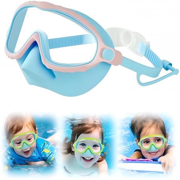 TELOLY 2026 New Kids Goggles with Nose Cover, Toddler Clip on Goggles Swim Mask with Hd Large Frame, Anti-Fog No Leak Diving Mask for Kids Youth 4-16