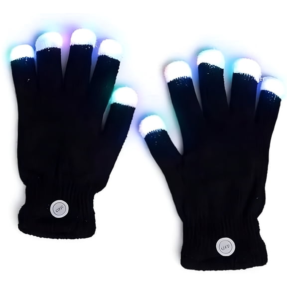 TELOLY 2026 New Led Rave Glove, 7 Colors Light Show Light Up Finger Gloves for Gloving for Rave, Party, Festival, Dance, Lighting Flashing Mittens for Adults, Led Light Gloves (Black - Half Finger)