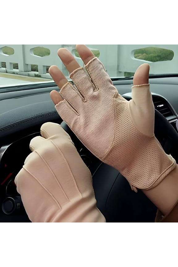 2026 New Lightweight Summer Fingerless Gloves Men Women Uv Sun Protection Driving Cotton Gloves Nonslip Touchscreen Gloves-Beige for Outdoor Activities,Driving,Sun Protection,Sports,Travel.