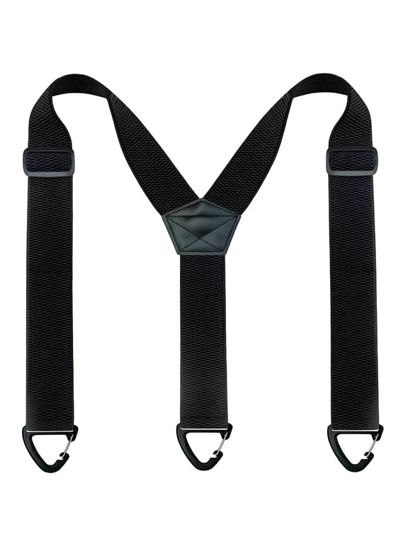 Men's Suspenders Elastic Braces Adjustable Heavy Duty, Under Clothes Hidden Wear with 3 Snap Loop, Work Office Formal Casual Pants Holder, Black