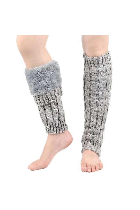 2026 New Men'S and Women'S Winter Cable Knit Leg Warmer,Plush Lined Over Knee Socks with Ribbed Design,Thickened Wool Blend Boot Socks for Cold Weather,Stretchy Thermal Leg Cover,Knitted Leg