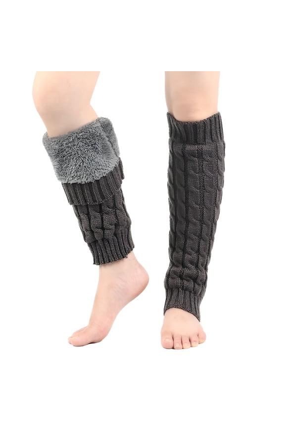2026 New Men&Women Winter Cable Knit Leg Warmer,Plush Lined Over Knee Socks Ribbed Design,Thickened Wool Blend Boot Socks for Cold Weather,Stretchy Thermal Leg Cover,Knitted Leg Protection