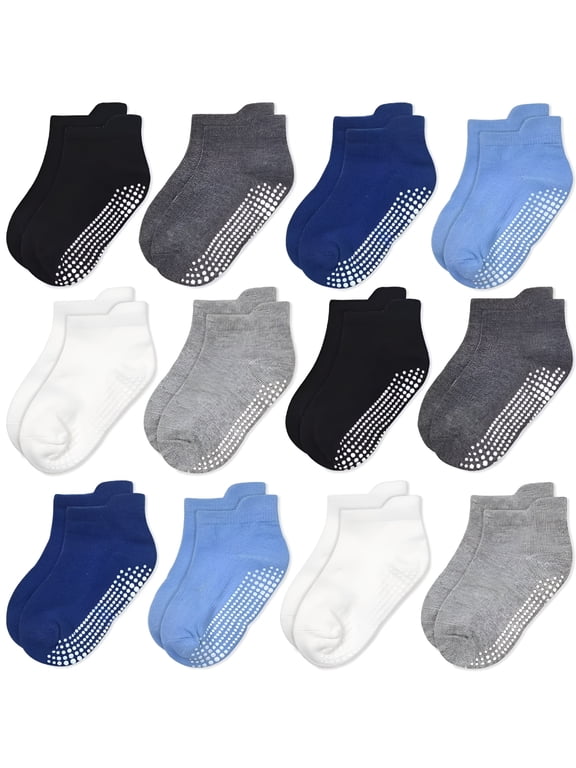 2026 New Non Slip Toddler Socks 12 Pairs Baby Socks Toddler Grip Socks Anti Skid Socks for 6 Months-7 Years Boys for Walking, Playing, Indoor Use, Daycare, Nursery, Home Activities