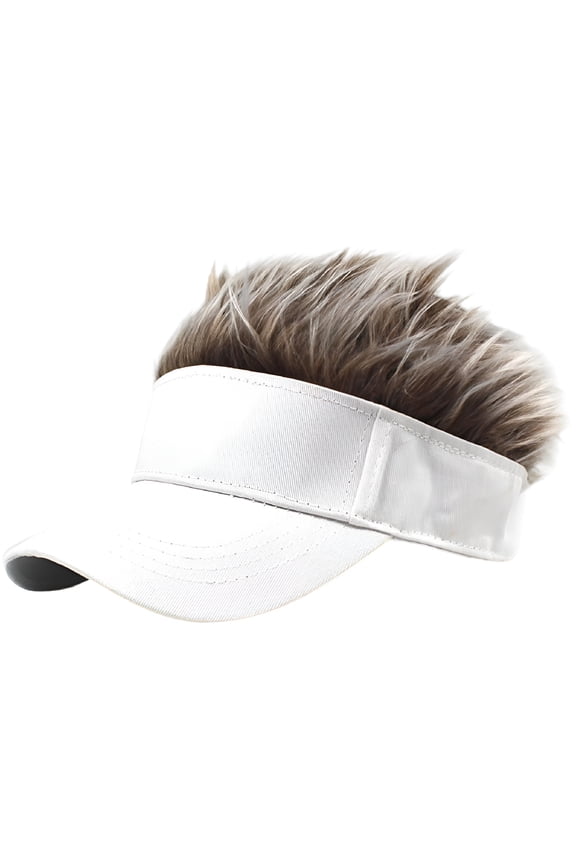 2026 New Novelty Hair Hats Spiked Funny Golf Visors Adjustable Wig Visor Hat Wig Peaked Baseball Hat Sun Hats Visor with Hair Hat with Hair