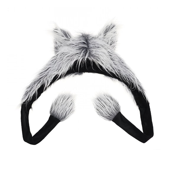 TELOLY 2026 New Oversized Wolf Hat with Ear and Pompoms Skiing Hat Furry Hat Cartoon Photo Props Outdoor Head Wrap Hat for Halloween