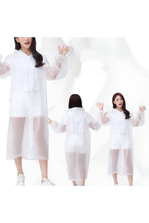2026 New Rain Ponchos for Adults Reusable Raincoats Button Down for Women Men with Hood and Drawstring for Outdoor Events, Hiking, Camping, Festivals, Commuting, White Rain Panchos Adults