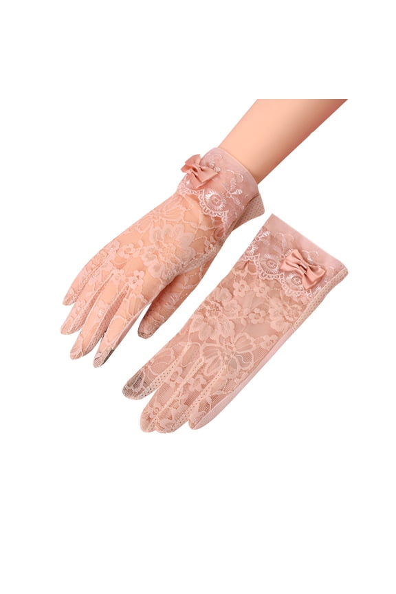 2026 New Short Lace Gloves for Women Summer Uv-Proof Sunblock Driving Gloves Mesh Fishnet Black Gloves Opera Evening Wedding Tea Party Mittens Waterproof Gloves for Men Pink Finger Gloves