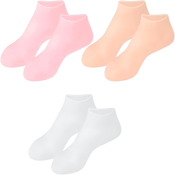 TELOLY 2026 New Silicone Socks for Women, Silicone Heel Socks Aloe Socks Pedicure Socks Moisturizing Socks Spa Socks for Cracked Feet for Spa,Home,Relaxing,Overnight,Foot Care,3Pair (L, Mixed Color)