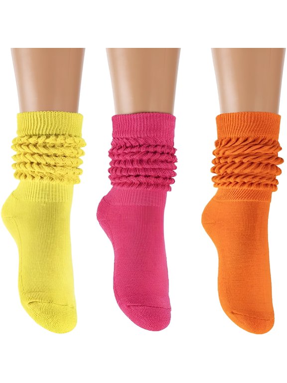 2026 New Slouch Socks Womens Scrunch Knee-High Boot Socks Slouchy Extra Long Soft 3 Pairs Stacked Socks Size 5-11