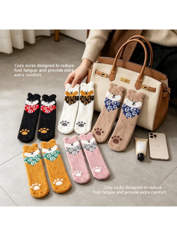 2026 New Socks Anti Static Design Fuzzy Socks for Women Foot Care Breathable and Non Stuffy Socks Women Style9 for Home Lounging Relaxation Indoor Sleep.