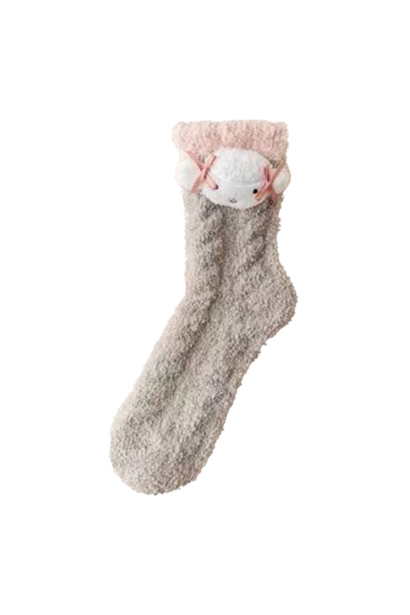 2026 New Socks Gentle Touch Fuzzy Socks Winter Ready Anti Slip Long Socks for Relaxation Grey Sheep'S Head for Cozy Lounging Casual Days Cold Mornings