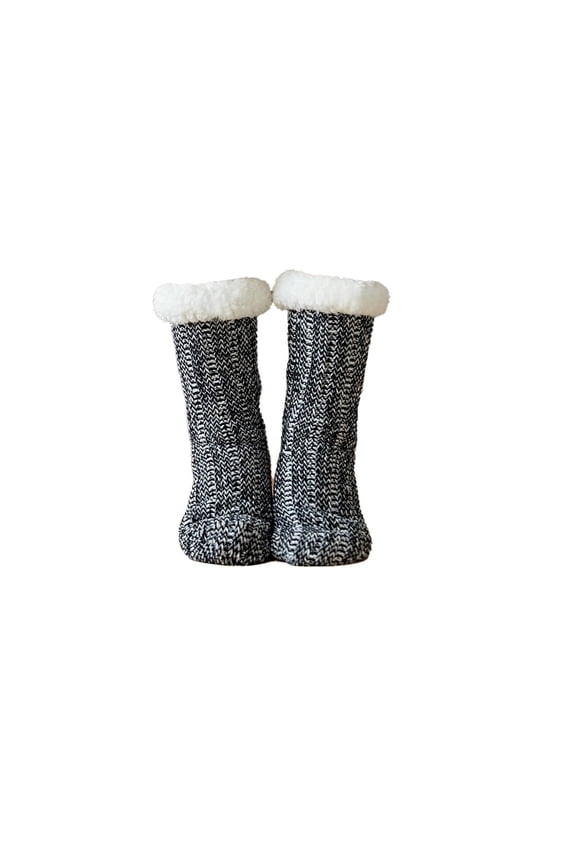 2026 New Socks Thickened Acrylic Fuzzy Socks Non Slip Design Comfortable Touch Long Socks Black for Home Use Winter Lounging Cold Weather Indoor Relaxation.