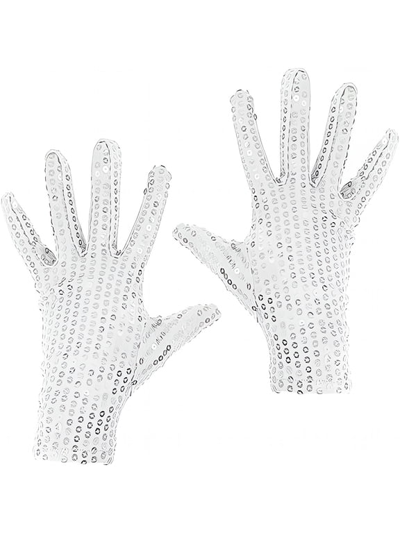 2026 New Sparkly Sequin Gloves - Unisex Silver Glitter Dance Gloves for Skating & Cosplay