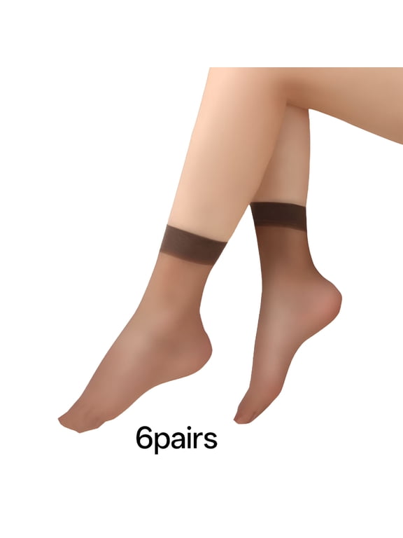 2026 New Stockings for Women Plus Size 6 Pairs Sheer Ankle Sock Lady Nylon Socks for Women Ankle High Sock Sheer Stocking No Show Socks for Work,Office,Casual Coffee