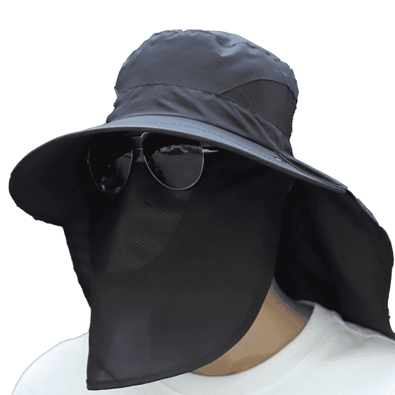 TELOLY 2026 New Sun Hat Polyester Fiber Summer All Inclusive Sun Protection Hats Large Brim Full Face Protection Air Overhead Mens Hat,Black,Full Brim