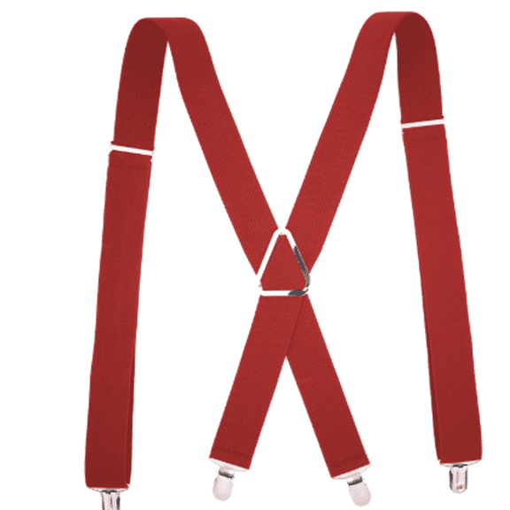 TELOLY 2026 New Suspenders for Men Heavy Duty Adjustable Length Suspenders for Men Suitable for All Seasons Daily Commute for Work School Casual Dark Red