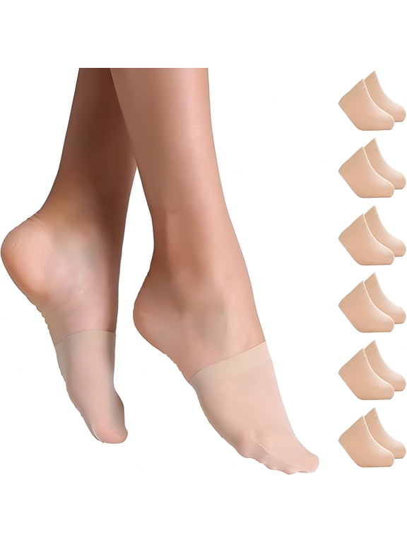 2026 New Toe Socks for Women 6 Pairs, Half Socks for Heels No Show Liner Toe Topper Cover Mule Sock Non-Skid Bottom for Work,Casual,Home,Exercise