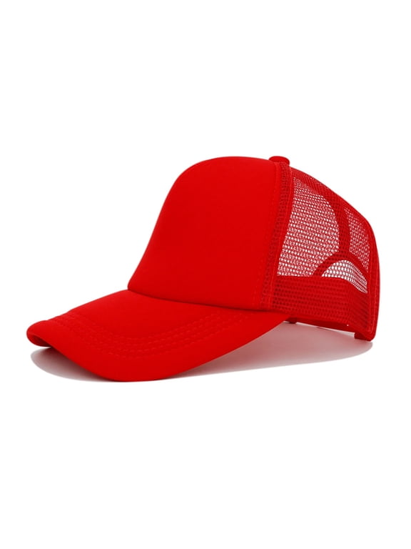 2026 New Trucker Hat Summer Hats Outdoor Solid Color Light Plate Embroidery for Men and Women Truck Driver Hat Net Hat Womens Baseball Caps Hats for Women Red M
