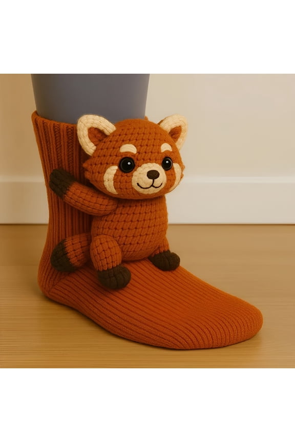2026 New Unisex 3D Knit Cute Animal Socks,Cozy Cute Hand Crochet Knit Sock,Crazy Animal Socks,Unisex Knit Funny Animal Socks Novelty Floor Socks Wool Winter Warm Thick Casual Socks,A Pair