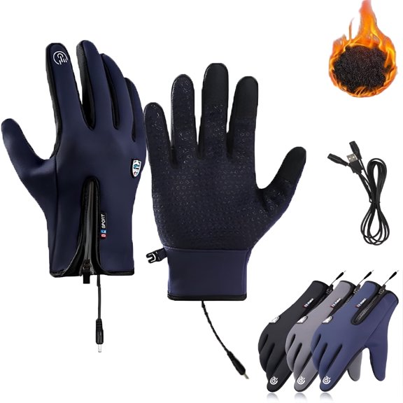 TELOLY 2026 New Usb Heated Gloves for Men and Women,Windproof Waterproof Thermal Winter Gloves with Touchscreen Compatibility,3 Heat Settings for Skiing Cycling,Tech Gloves Men