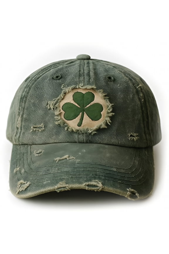 2026 New Vintage Shamrock Baseball Cap, Distressed Embroidered Clover Hat, Lucky Irish Casual Cap for St. PatrickS Day Everyday Wear(Q)