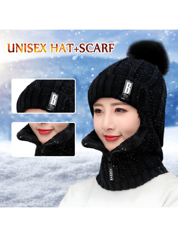 2026 New Winter Balaclava Fleece Hood Ski Mask for Women Kids,Thermal Face Cover Hat Cap Scarf for Cold Weather for Snowboarding,Hiking,Cycling,Skiing Black