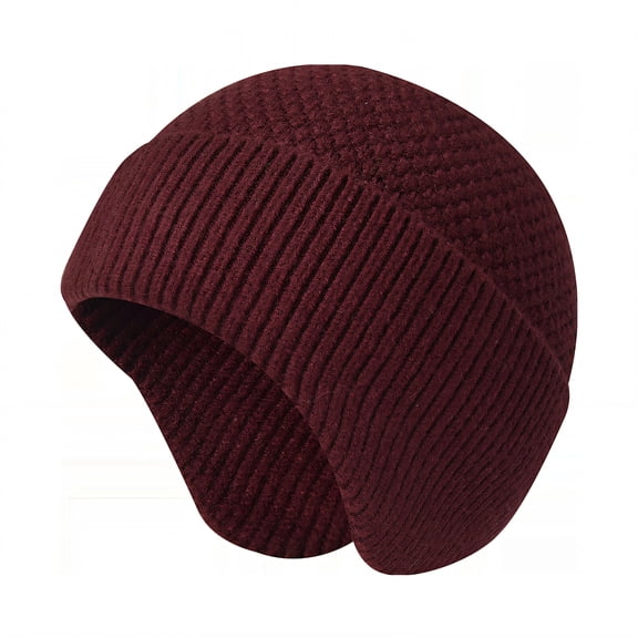 TELOLY 2026 New Winter Hats for Men Elastic Fit Beanie for Men Perfect Head Shape Beanies Women for Outdoor Cold Weather Wine Red