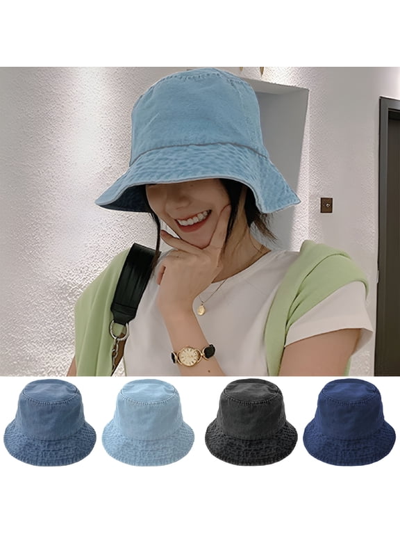 2026 New Women Denim Bucket Hat Washed Jean Fisherman Cap for Men Women Wide Brim Lightweight Unisex Beach Sun Hats