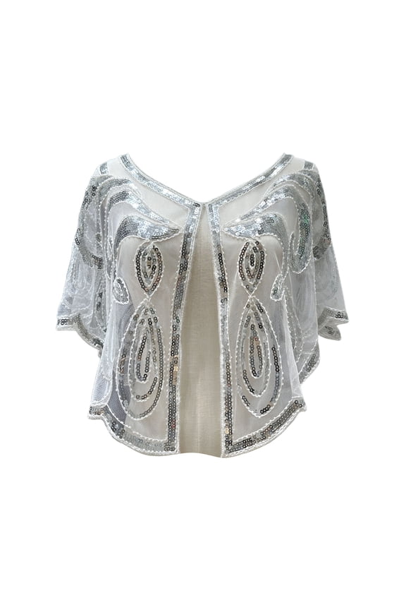 2026 New Women'S Elegant Sequin Beaded Shawl-Luxe Sparkly Fringe Wrap for Evening Wedding,Lightweight Party Cover-Up Scarf Silver,One Size