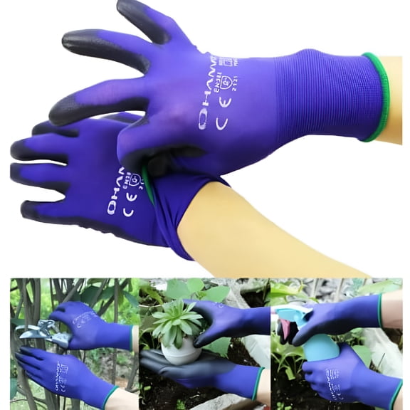 TELOLY 2026 New Women'S Non-Slip Work Waterproof Bamboo Bone Gloves for Gardening, Cleaning, Kitchen, Outdoor Work, Home Chores, Blue