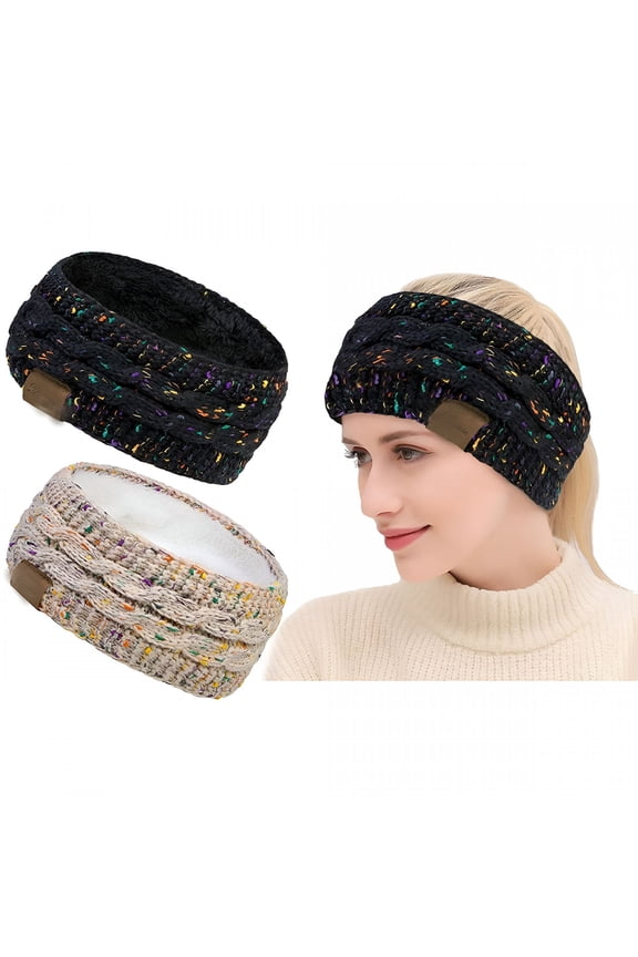 2026 New Women Winter Warm Headband Fuzzy Fleece Lined Thick Cable Knit Head Wrap Ear Warmer, for Outdoor Activities, Winter Sports, Hiking, Daily Wear, Cold Weather Protection