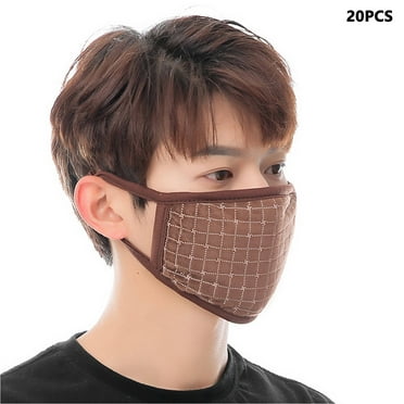 TELOLY 20Pcs Full Face Mask,Optimized Protection System facemask,Breathable and Lightweight Comfort ace masks,Brown1
