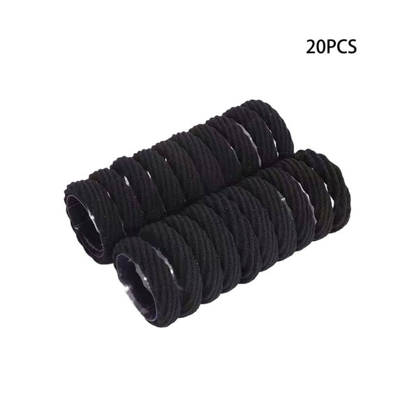 TELOLY 20Pcs Hair Ties Bold Elastic Hair Ties Forced Continuously Scrunchies,Black, Twill