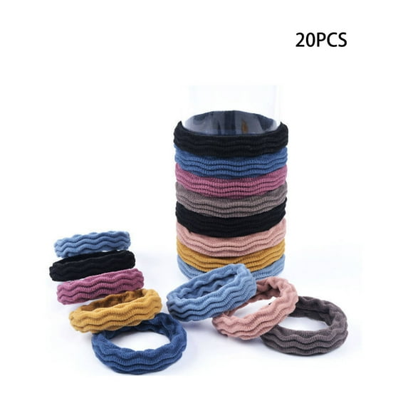 TELOLY 20Pcs Hair Ties Bold Elastic Hair Ties Forced Continuously Scrunchies,Color, Ripple