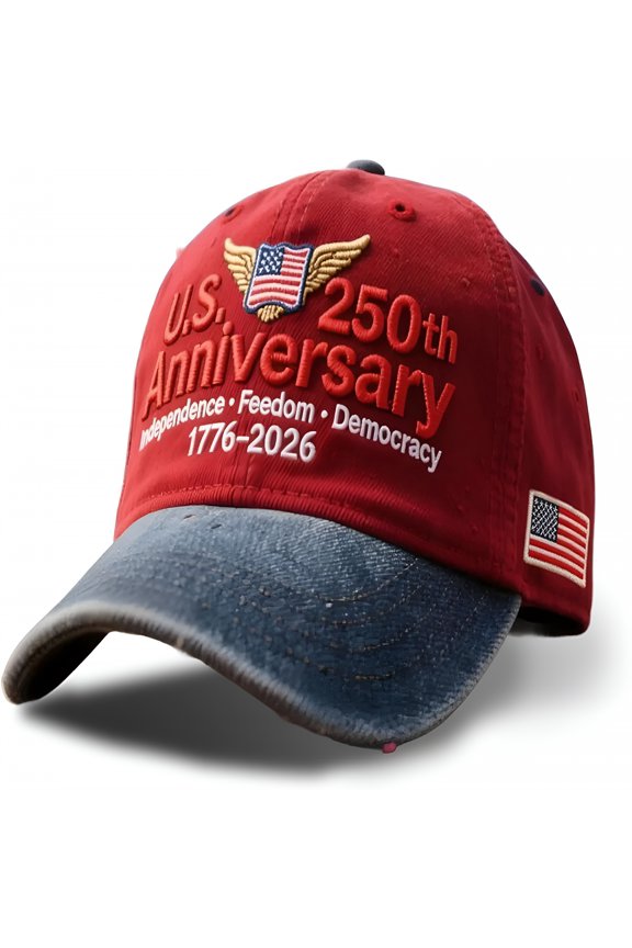 250th Anniversary Retro Washed Baseball Cap, Adjustable Tribute Hat, Patriotic Cap