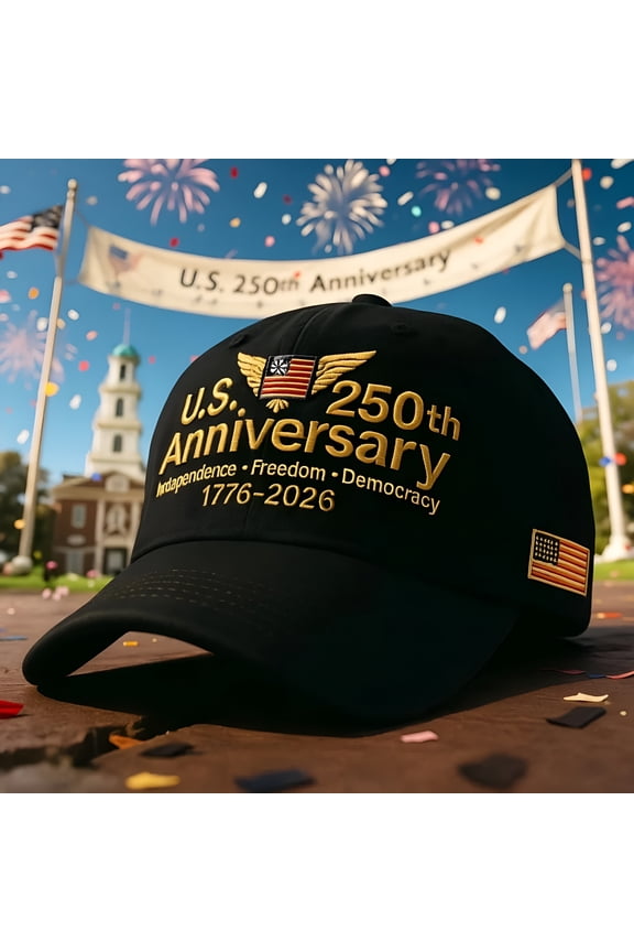 250th Anniversary Retro Washed Cap, Adjustable Anniversary Tribute Hat, Patriotic Cap