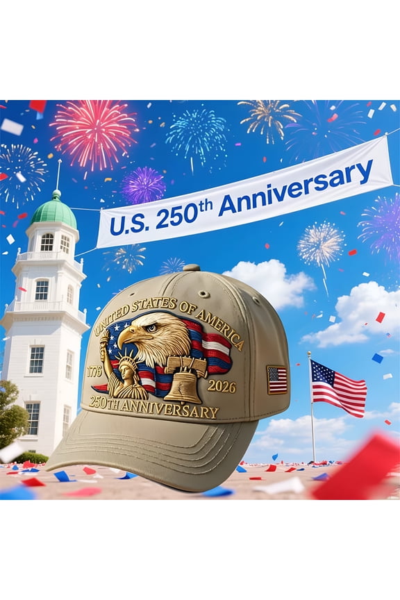 250th Anniversary Retro Washed Cap, Adjustable Tribute Hat, Patriotic Cap