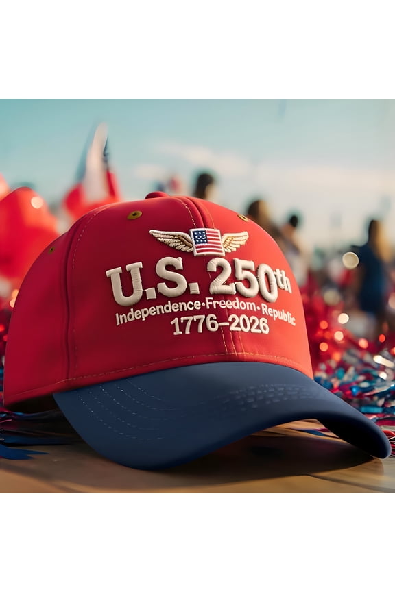 250th Anniversary Retro Washed Cap,Tribute USA Hat,Adjustable Patriotic Hats for Men Women (Red Blue)