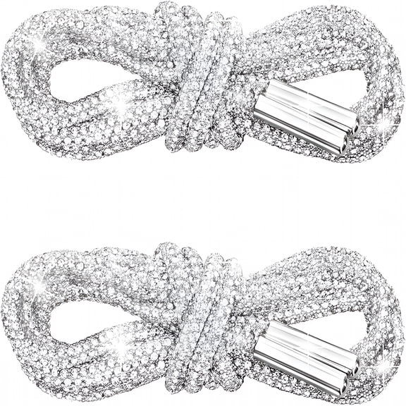 TELOLY 2PCS Rhinestone Shoe Laces,Round Glitter Shoes Laces for Sneakers,Crystal Bling Diamond Rope Shoe Strings,Shiny Round Shoes Lace for Sweatpants Shorts Crystal Hoodies