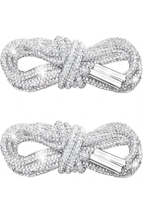 2PCS Rhinestone Shoe Laces,Round Glitter Shoes Laces for Sneakers,Crystal Bling Diamond Rope Shoe Strings,Shiny Round Shoes Lace for Sweatpants Shorts Crystal Hoodies