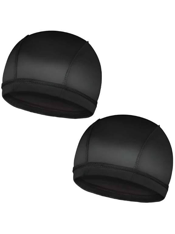 2PCS Silky Wave Caps for Men, Good Compression Caps for 360 540 720 Waves, Large Size Caps Suitable for Big Skull & Adults Braids (Black)